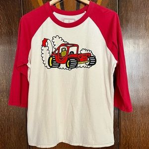 SOLD. Big Bud Press Raglan Shirt in Race Car Red, size L